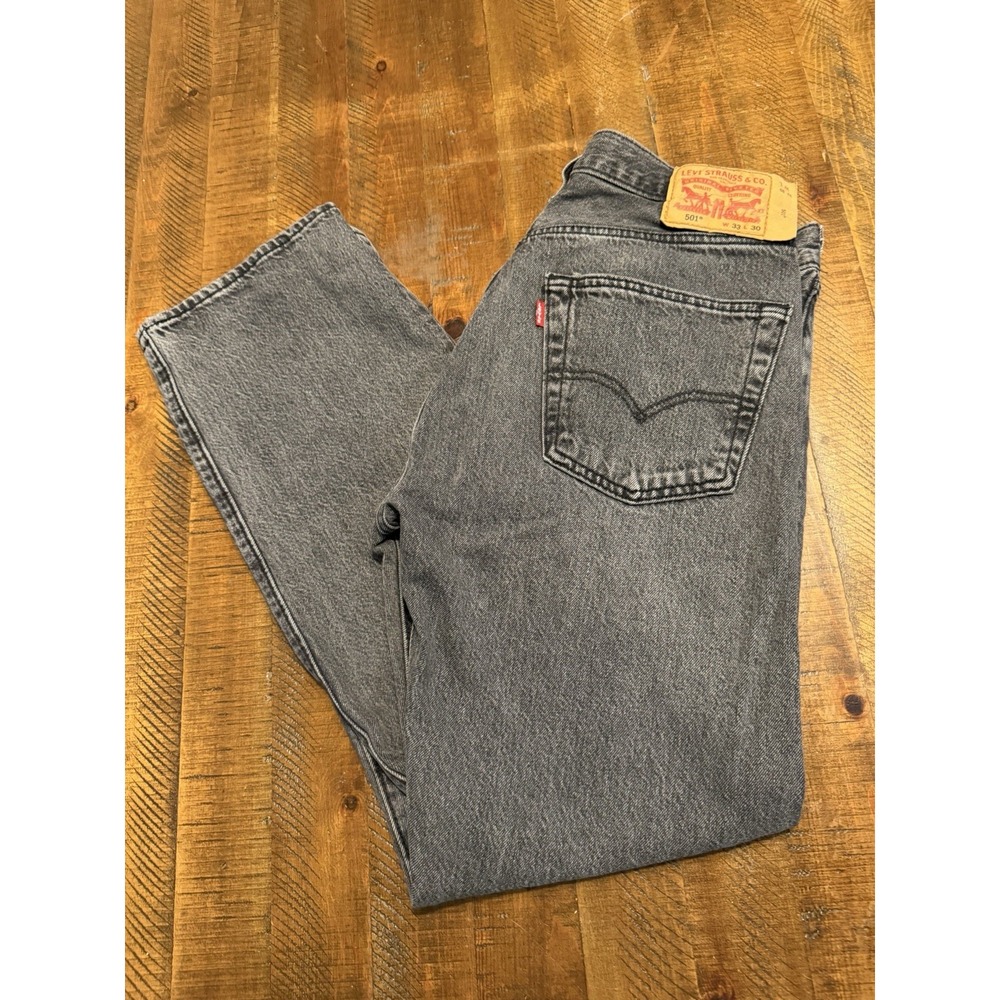 Levis 501 Jeans Men's 33x30 Charcoal Black Wash Button Fly Classic Straight